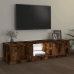 Mueble de TV con luces LED roble ahumado 140x40x35,5 cm