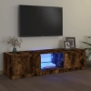 Mueble de TV con luces LED roble ahumado 140x40x35,5 cm