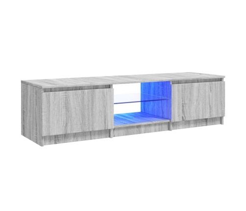 Mueble para TV con luces LED gris Sonoma 140x40x35,5 cm