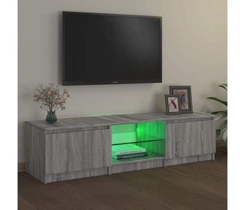 Mueble para TV con luces LED gris Sonoma 140x40x35,5 cm