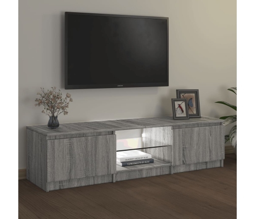 Mueble para TV con luces LED gris Sonoma 140x40x35,5 cm