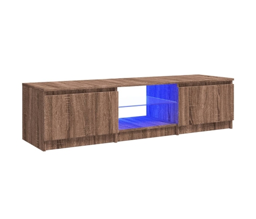 Mueble de TV con luces LED marrón roble 140x40x35,5 cm