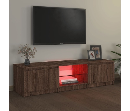 Mueble de TV con luces LED marrón roble 140x40x35,5 cm