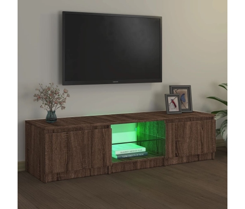 Mueble de TV con luces LED marrón roble 140x40x35,5 cm