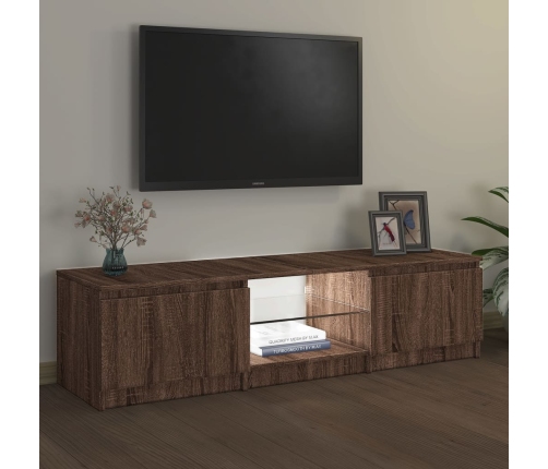 Mueble de TV con luces LED marrón roble 140x40x35,5 cm