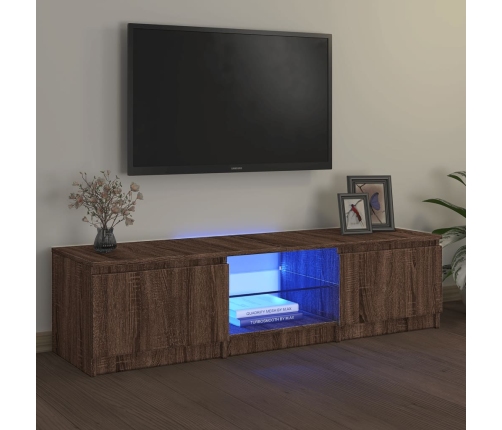 Mueble de TV con luces LED marrón roble 140x40x35,5 cm