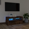 Mueble de TV con luces LED roble ahumado 90x35x40 cm