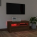 Mueble de TV con luces LED roble marrón 90x35x40 cm