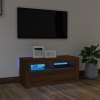 Mueble de TV con luces LED roble marrón 90x35x40 cm