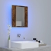 Armario de baño con espejo LED madera roble ahumado 40x12x45 cm