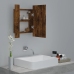 Armario de baño con espejo LED madera roble ahumado 40x12x45 cm