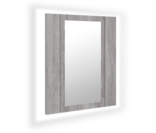 Armario de baño con espejo LED madera gris Sonoma 40x12x45 cm