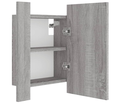 Armario de baño con espejo LED madera gris Sonoma 40x12x45 cm