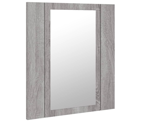 Armario de baño con espejo LED madera gris Sonoma 40x12x45 cm