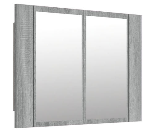 Armario con espejo y LED madera contrachapada gris 60x12x45 cm