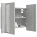 Armario con espejo y LED madera contrachapada gris 60x12x45 cm