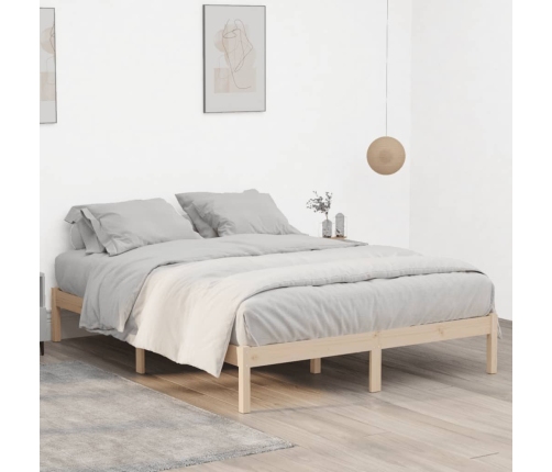 Estructura de cama sin colchón madera maciza de pino 152x203 cm