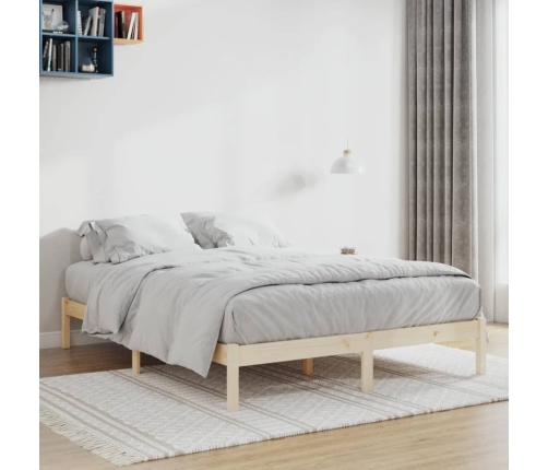 Estructura de cama sin colchón madera maciza de pino 152x203 cm