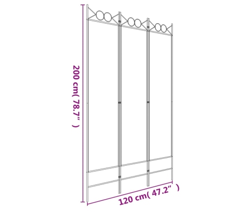 Biombo divisor de 3 paneles de tela gris antracita 120x200 cm