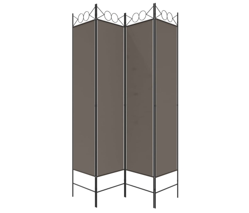 Biombo divisor de 4 paneles de tela gris antracita 160x200 cm