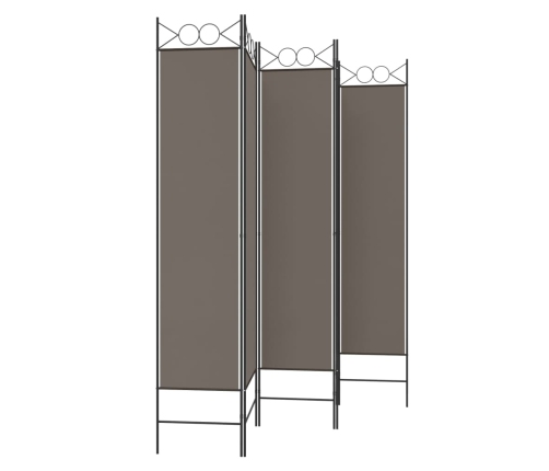 Biombo divisor de 5 paneles de tela gris antracita 200x200 cm