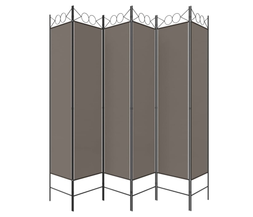 Biombo divisor de 6 paneles de tela gris antracita 240x200 cm