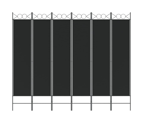 Biombo divisor de 6 paneles de tela negro 240x200 cm