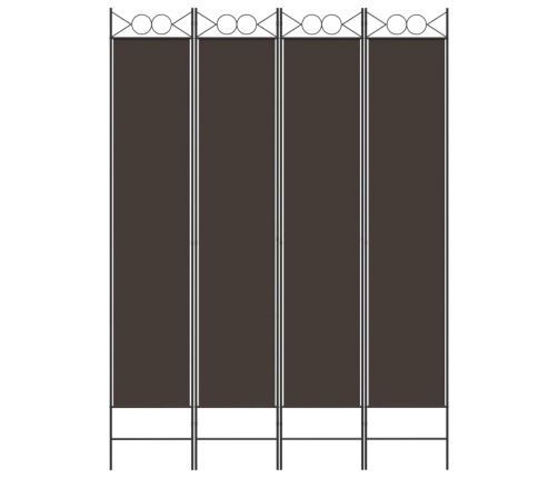 Biombo divisor de 4 paneles de tela marrón 160x220 cm