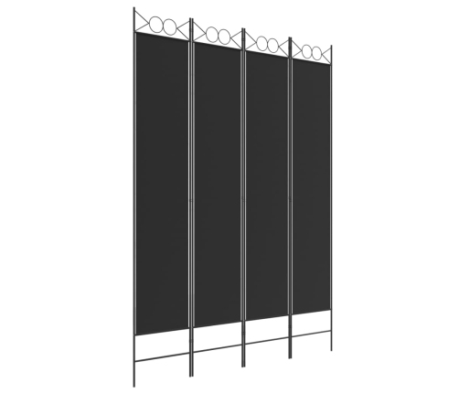 Biombo divisor de 4 paneles de tela negro 160x220 cm