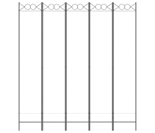 Biombo divisor de 5 paneles de tela blanco 200x220 cm