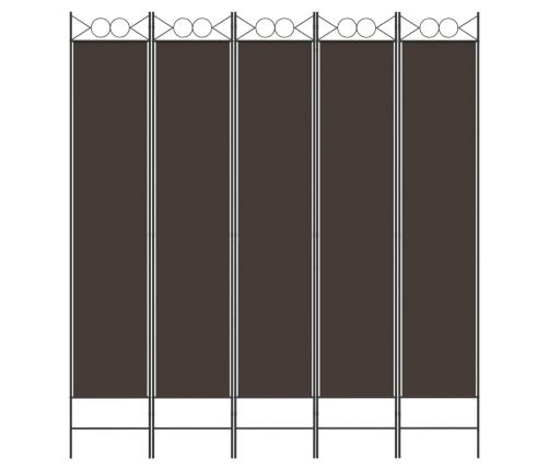 Biombo divisor de 5 paneles de tela marrón 200x220 cm