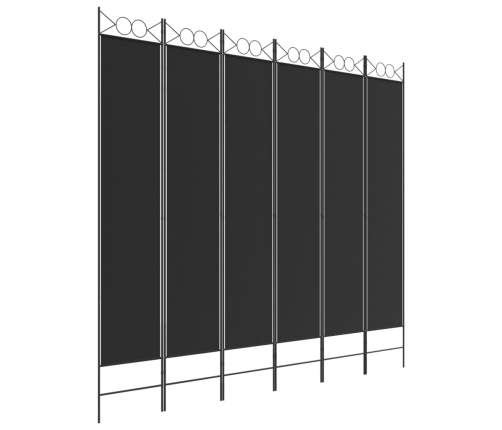 Biombo divisor de 6 paneles de tela negro 240x220 cm