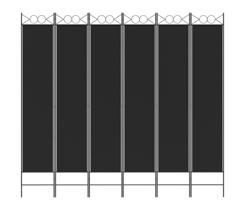 Biombo divisor de 6 paneles de tela negro 240x220 cm