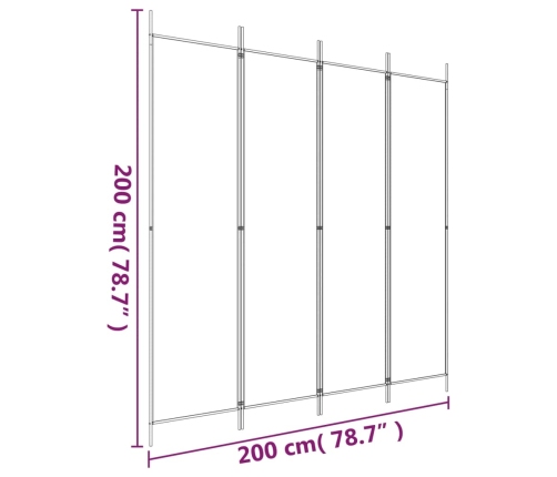 Biombo divisor de 4 paneles de tela marrón 200x200 cm