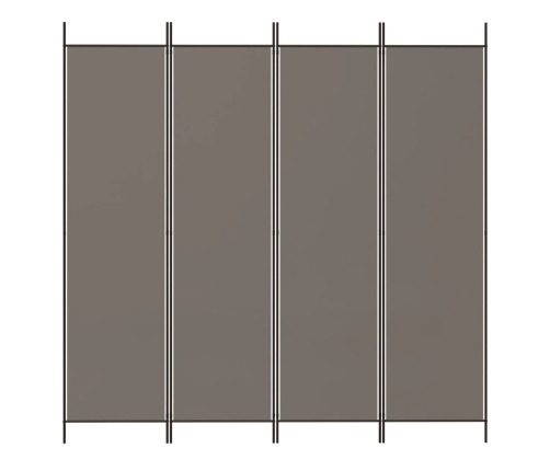 Biombo divisor de 4 paneles de tela gris antracita 200x200 cm