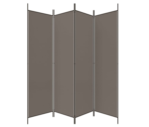 Biombo divisor de 4 paneles de tela gris antracita 200x200 cm