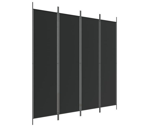 Biombo divisor de 4 paneles de tela negro 200x200 cm