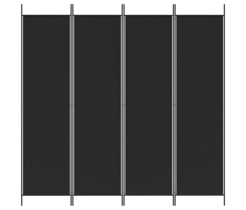 Biombo divisor de 4 paneles de tela negro 200x200 cm