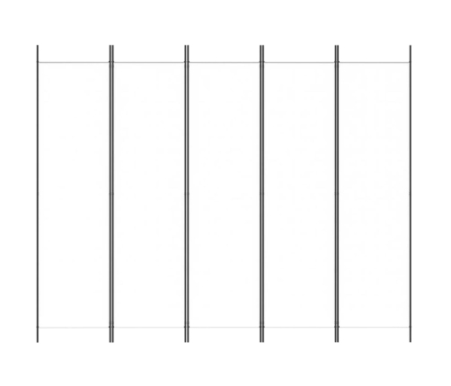 Biombo divisor de 5 paneles de tela blanco 250x200 cm