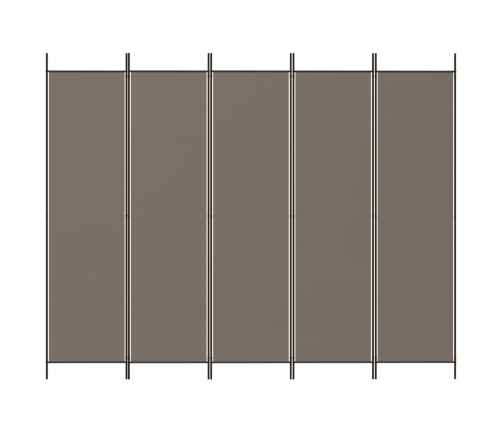 Biombo divisor de 5 paneles de tela gris antracita 250x200 cm