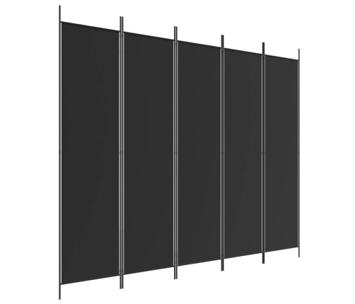 Biombo divisor de 5 paneles de tela negro 250x200 cm