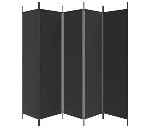 Biombo divisor de 5 paneles de tela negro 250x200 cm