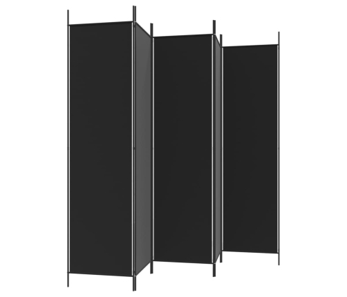 Biombo divisor de 5 paneles de tela negro 250x200 cm