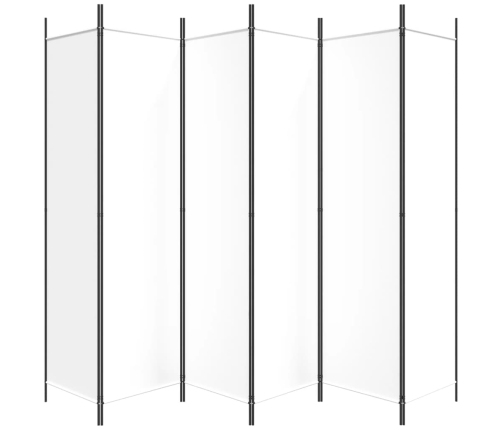 Biombo divisor de 6 paneles de tela blanco 300x200 cm