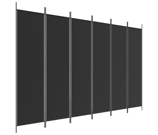 Biombo divisor de 6 paneles de tela negro 300x200 cm