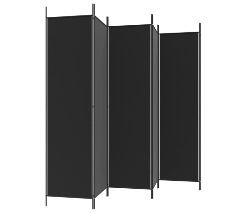 Biombo divisor de 6 paneles de tela negro 300x200 cm