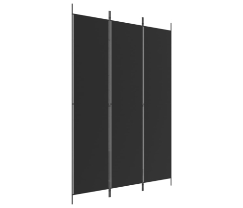 Biombo divisor de 3 paneles de tela negro 150x220 cm