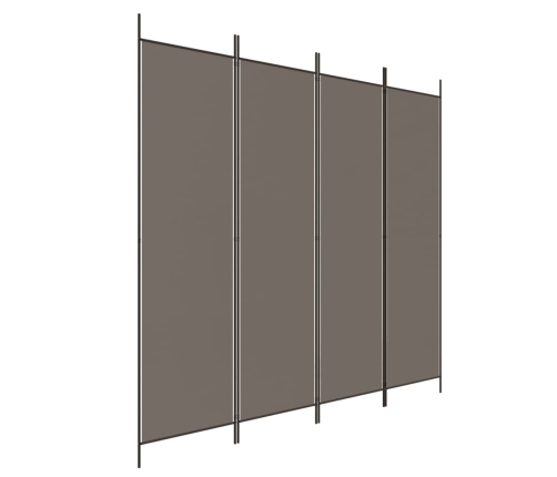 Biombo divisor de 4 paneles de tela gris antracita 200x220 cm