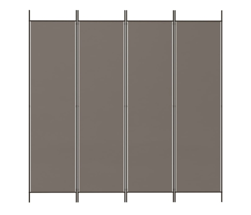 Biombo divisor de 4 paneles de tela gris antracita 200x220 cm