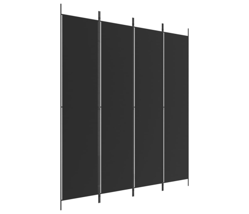 Biombo divisor de 4 paneles de tela negro 200x220 cm